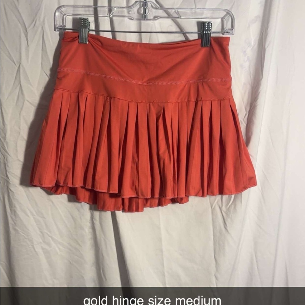 Women's Orange Pleated Skirt